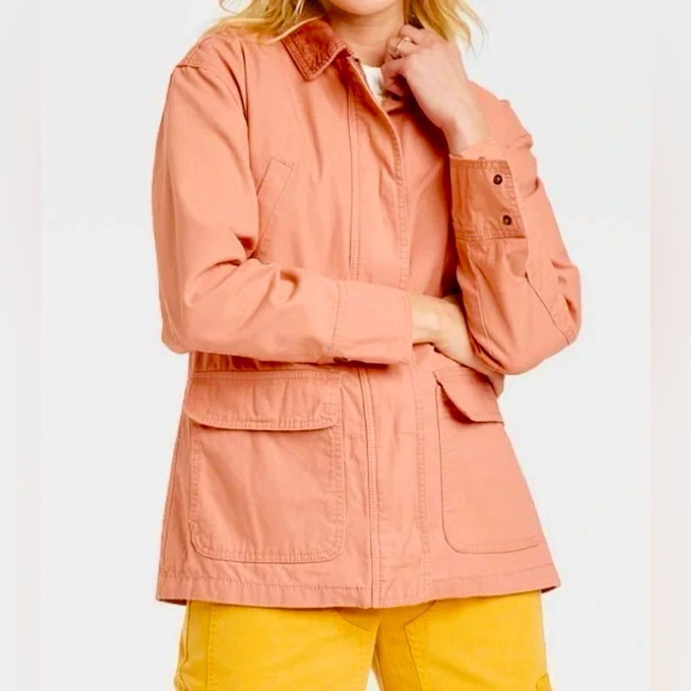 Universal Thread Women's Light Pink Utility Anorak 100% Cotton Barn Jacket Small - Picture 13 of 15